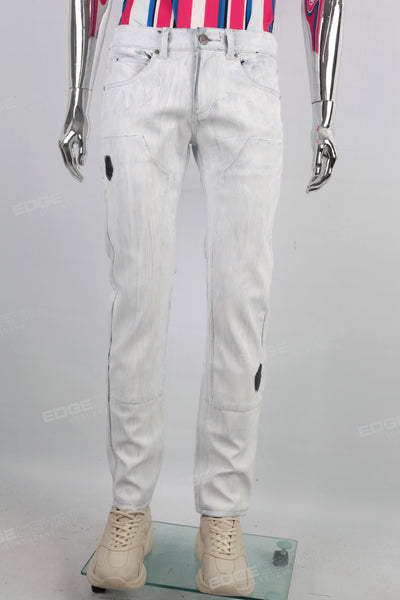 High Quality Custom Men White Waxed Jeans