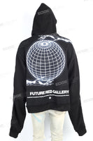 Women Long Sleeve Pullover Black Cotton Digital Printed Hoodie