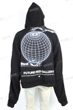 Women Long Sleeve Pullover Black Cotton Digital Printed Hoodie