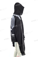 Women Long Sleeve Pullover Black Cotton Digital Printed Hoodie