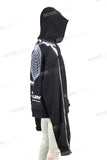 Women Long Sleeve Pullover Black Cotton Digital Printed Hoodie