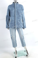 High Quality Fashion Women Cropped Jeans Denim Jacket Set