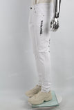 Print Embroidery Wihte Men Jeans