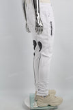 Print Embroidery Wihte Men Jeans