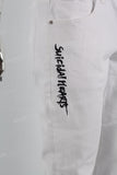Print Embroidery Wihte Men Jeans