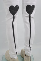Print Embroidery Wihte Men Jeans