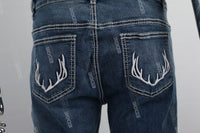 Embroidery Pocket Logo Men Jeans