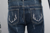 Embroidery Pocket Logo Men Jeans