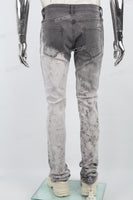 Grey Embroidery Logo Stacked Jeans Men