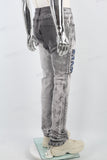 Grey Embroidery Logo Stacked Jeans Men