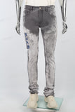 Grey Embroidery Logo Stacked Jeans Men