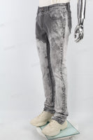 Grey Embroidery Logo Stacked Jeans Men