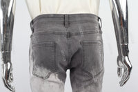 Grey Embroidery Logo Stacked Jeans Men