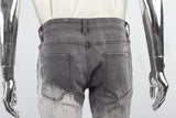 Grey Embroidery Logo Stacked Jeans Men