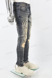 Vintage Patch Embroidery Men's Skinny Jeans