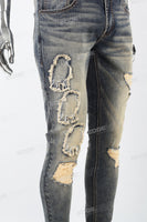 Vintage Patch Embroidery Men's Skinny Jeans