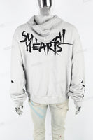 Vintage Wash Black Print Hooded White Hoodies
