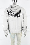 Vintage Wash Black Print Hooded White Hoodies