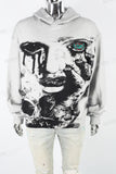 Vintage Wash Black Print Hooded White Hoodies