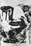 Vintage Wash Black Print Hooded White Hoodies