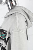 Vintage Wash Black Print Hooded White Hoodies