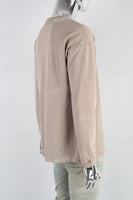 Light flesh color distressed wash long-sleeved sweater