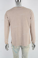 Light flesh color distressed wash long-sleeved sweater