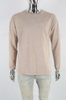Light flesh color distressed wash long-sleeved sweater