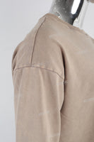 Light flesh color distressed wash long-sleeved sweater