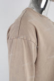 Light flesh color distressed wash long-sleeved sweater