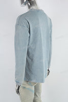 Lake Blue Distressed Washed Long Sleeve Sweatshirt