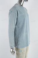 Lake Blue Distressed Washed Long Sleeve Sweatshirt