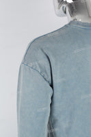 Lake Blue Distressed Washed Long Sleeve Sweatshirt