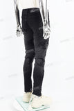 Fashion Skull Embroidered Black Ash Wash Mans Skinny Jeans