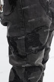 Fashion Skull Embroidered Black Ash Wash Mans Skinny Jeans