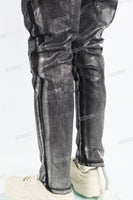 Letter Towel Embroidered Silver Black Mans Skinny Jeans