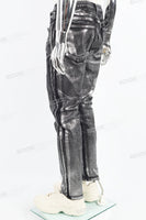 Letter Towel Embroidered Silver Black Mans Skinny Jeans