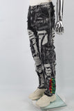 Black Grey Embroidery Ripped Cargo Baggy jeans