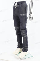 Distressed royal blue dotted embroidered sweatpants