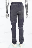 Distressed royal blue dotted embroidered sweatpants