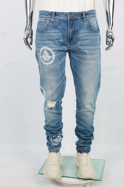 Blue Print Ripped Mans Skinny Jeans