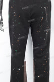 Spray panel black knitted flared track pants
