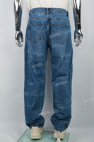 Custom Logo Laser Printing Blue Wash Baggy Jeans