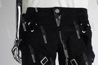 black strap skinny men jeans with mutil zipper