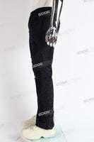 black boot cut distressed men jeans