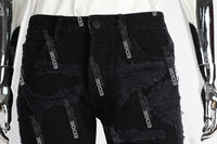 black boot cut distressed men jeans