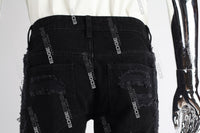 black boot cut distressed men jeans