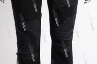 black boot cut distressed men jeans