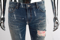 Blue Paint Splatters Skinny Jeans Men