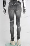 Grey Scratch Distressed Ripped Paint Splatters Skinny Jeans Men
